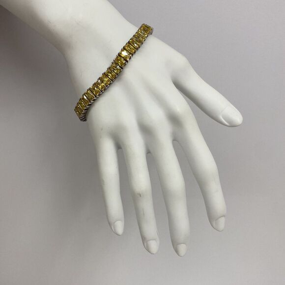 Ross‎ Simons Sterling Yellow CZ Tennis Bracelet Fabulous! 7 5/8" Long - Picture 1 of 7